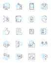 Communication tool linear icons set. Messenger, Email, Texting, Chatting, Video, Voice, Social line vector and concept