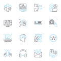 Communication tool linear icons set. Messenger, Email, Texting, Chatting, Video, Voice, Social line vector and concept