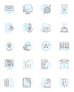 Communication tools linear icons set. Chat, Email, Messenger, Video, Voice, Social, Collaboration line vector and Royalty Free Stock Photo