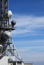 Communication tower with many antennas Royalty Free Stock Photo