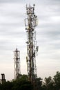 Communication tower with microwave parabolic antenna : (pix Sanjiv Shukla) Royalty Free Stock Photo