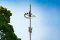 Communication tower pole, mobile, internet 4G, wifi with blue sky background Royalty Free Stock Photo