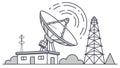 A communication tower with satellite dishes for global broadcasting. vector design Generative AI Royalty Free Stock Photo
