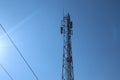 Communication tower. Telco Trellis for 3G 4G 5G Apocalypse Internet Communication, mobile, FM Radio and Television Broadcasting On