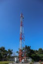 Communication tower. Telco Trellis for 3G 4G 5G Apocalypse Internet Communication, mobile, FM Radio and Television Broadcasting On