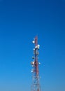 Communication tower. Telco Trellis for 3G 4G 5G Apocalypse Internet Communication, mobile, FM Radio and Television Broadcasting On