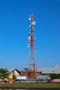 communication tower. Telco Trellis for 3G 4G 5G Apocalypse Internet Communication, mobile, FM Radio and Television Broadcasting On