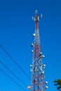 Communication tower. Telco Trellis for 3G 4G 5G Apocalypse Internet Communication, mobile, FM Radio and Television Broadcasting On