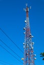 Communication tower. Telco Trellis for 3G 4G 5G Apocalypse Internet Communication, mobile, FM Radio and Television Broadcasting On