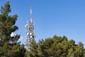 Communication towers, antennas and dishes Royalty Free Stock Photo