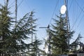 Communication towers, antennas and dishes Royalty Free Stock Photo