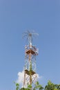 Communication towers on blue sky background Royalty Free Stock Photo