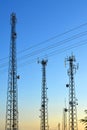 Communication towers with the sky background Royalty Free Stock Photo