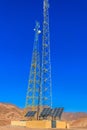 Communication towers and solar panels in bedouin village in Sinai desert, Egypt Royalty Free Stock Photo