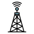 Communication transmitter icon color outline vector