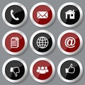 Communication vector icons, set of social media concept glossy web round buttons Royalty Free Stock Photo