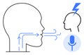 Human Communication, Voice Recognition, and Speech Process Concept with Minimalist Line Drawing Royalty Free Stock Photo