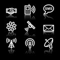 Communication white contour web icons V2