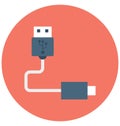 Usb Cord Isolated Vector icon that can be easily modified or edit Royalty Free Stock Photo