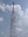 a communications antenna tower that transmits cellular telephone communications signals. Royalty Free Stock Photo
