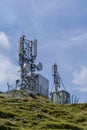 Communications cellular telecoms communications antenna in the high mountains