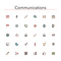 Communications Colored Line Icons