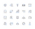 Communications Firm line icons collection. Nerk, Strategy, Solutions, Connect, Campaigns, Innovation, Branding vector
