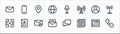 communications line icons. linear set. quality vector line set such as call, newspaper, message, calling, user, location,
