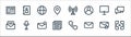 communications line icons. linear set. quality vector line set such as calling, message, newspaper, message, computer, web, phone
