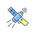 Communications satellite blue, green RGB color icon