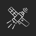 Communications satellite chalk white icon on dark background Royalty Free Stock Photo