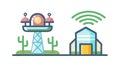 Communications Tower with Cacti, Desert Connectivity, vector design Generative AI Royalty Free Stock Photo