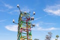 Communications tower colorful Blue Sky