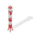 Communications Tower Mobile Phone Base or Radio Isometric View. Vector