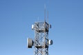 Communications tower with radio and microwave links Royalty Free Stock Photo