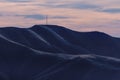 Mysterious evening mountain landscape illuminated by cold blue light Royalty Free Stock Photo