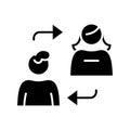 Communicative decisions black icon, concept illustration, vector flat symbol, glyph sign.