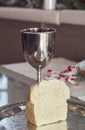 Communion cup and bread Royalty Free Stock Photo