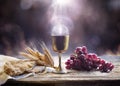 Communion - Holy Grail With Unleavened Bread And Chalice Of Wine