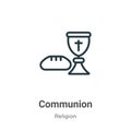 Communion outline vector icon. Thin line black communion icon, flat vector simple element illustration from editable religion Royalty Free Stock Photo