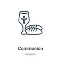 Communion outline vector icon. Thin line black communion icon, flat vector simple element illustration from editable religion Royalty Free Stock Photo