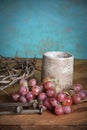 Communion Table with Crown of Thorns, Grapes and Nails Royalty Free Stock Photo