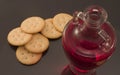 Communion wine and wafer Royalty Free Stock Photo