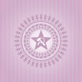 Communism icon inside pink emblem. Retro. Vector design