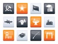 Communism, socialism and revolution icons over color background Royalty Free Stock Photo