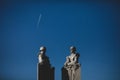 Communist/soviet style statue depicting soldiers with clear sky in the background at Monument to the Unknown Hero / Tomb of the Royalty Free Stock Photo