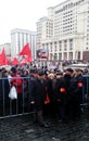 The Communists on the birthday of Joseph Stalin preparing for the procession to the necropolis near the Kremlin wall.