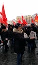 The Communists on the birthday of Joseph Stalin preparing for the procession to the necropolis near