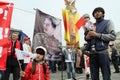 Communists take part in a rally May Day in Moscow Royalty Free Stock Photo