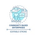 Community based enterprises blue concept icon